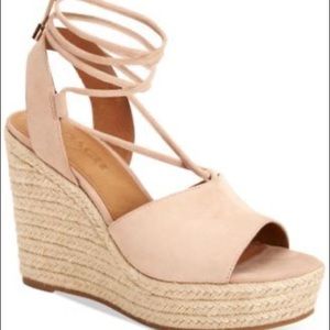 COACH Dana Espadrille Beige Suede Wedge